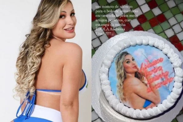 Imagem colorida de uma montagem com duas fotos de Andressa Urach