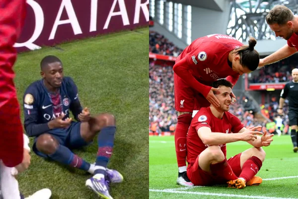 Foto colorida de Dembélé e Diogo Jota - Metrópoles