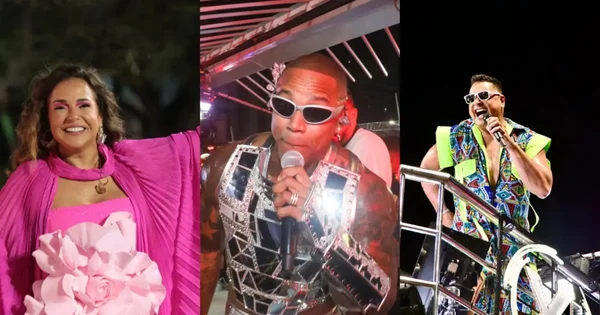 Montagem dos cantores Daniela Mercury, Léo Santana e Xanddy Harmonia em bloquinhos de Carnaval de Salvador (BA) - Metrópoles
