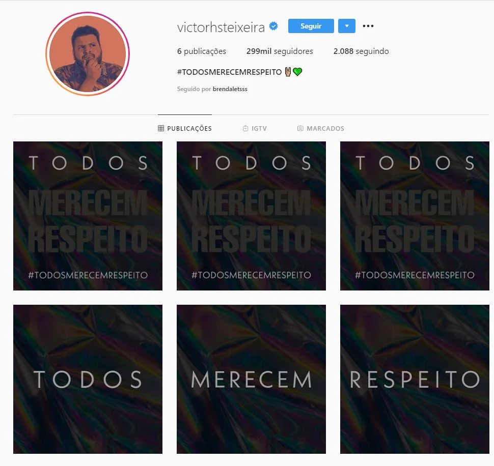A conta do brother, que está no Paredão desta semana, foi hackeada A conta do brother, que está no Paredão desta semana, foi hackeada