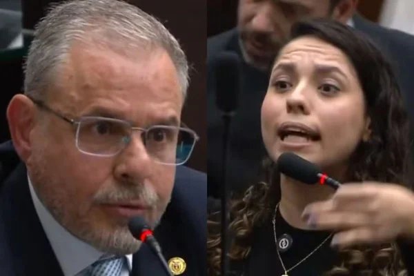 Montagem com fotos coloridas dos deputados estaduais Ricardo Arruda (PL) e Ana Júlia (PT)