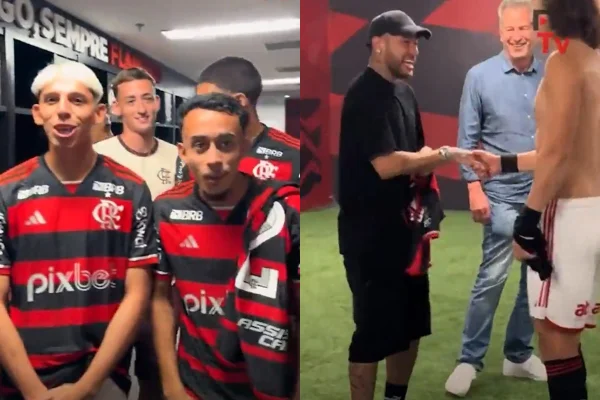 Jogadores da base do Flamengo e Neymar - Metrópoles