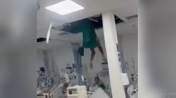 imagem colorida paciente despenca teto hospital