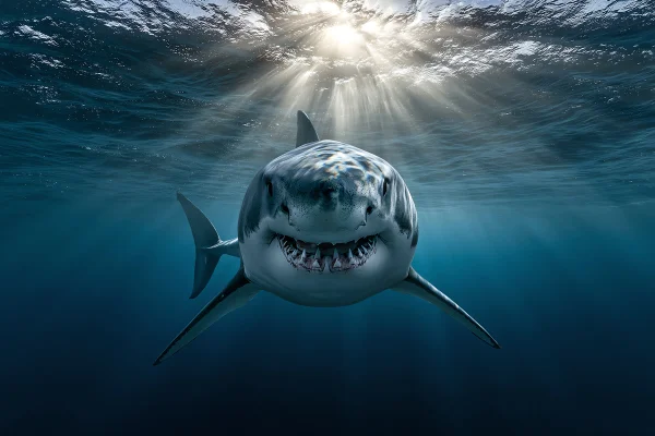 Ilustração colorida mostra tubarão megalodon - Metrópoles