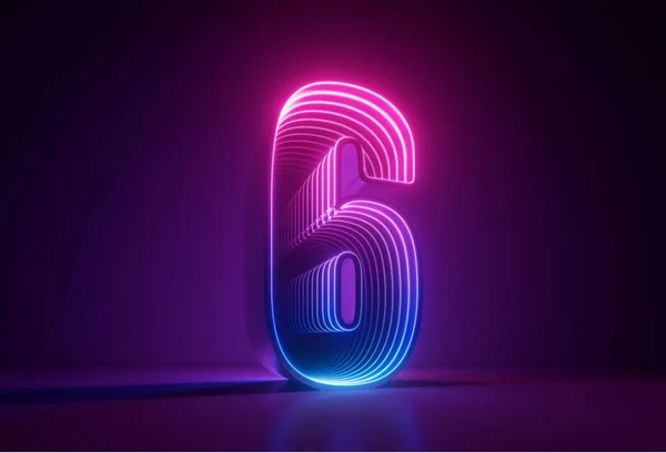 Desenho de numero 6 em cores rosa e roxo - Metrópoles