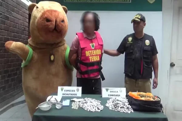 imagem colorida de policial vestido de capivara - Metrópoles