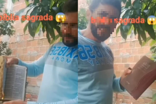 Imagem colorida, "Deus não existe", homem que queimou bíblia é encontrado morto. Vídeo - Metrópoles