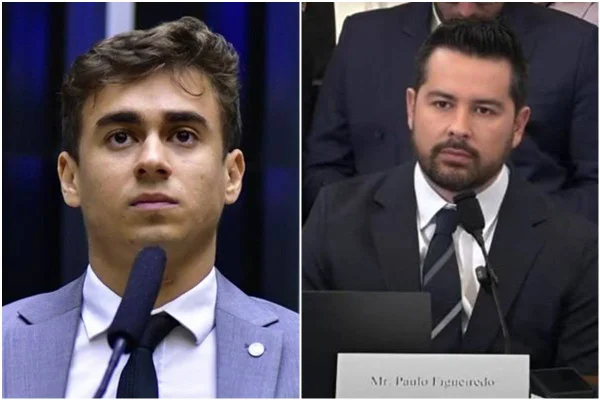 Imagem colorida de Nikolas Ferreira e Paulo Figueiredo