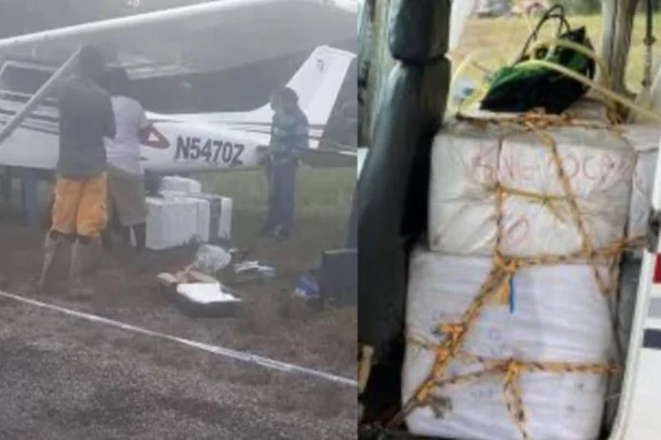 Imagem colorida da apreensão de drogas na Guiana Francesa