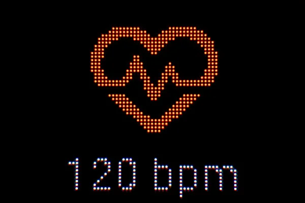 Ilustração colorida com formato de coração junto ao gráfico de frequência cardíaca e o texto "120 bpm" - Metrópoles.