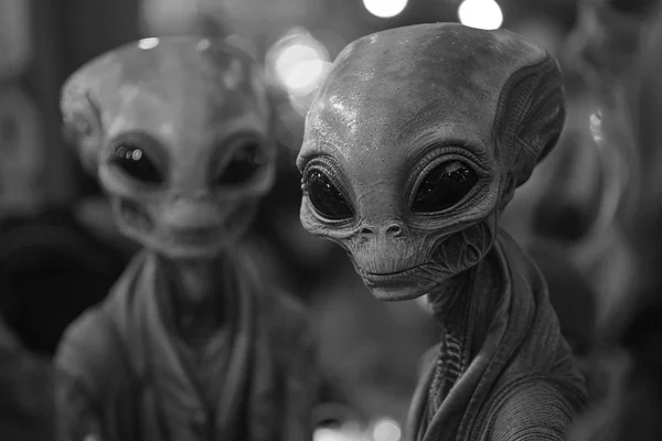 Ilustração em preto e branco de aliens - para relatar o paradoxo de Fermi