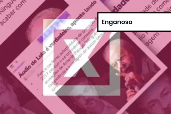 Imagem colorida de postagem enganosa sobre áudio