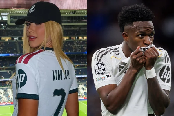 Após críticas, Virginia posa em estádio e ganha “carinho” de Vini Jr.