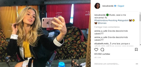 Grávida, Isis Valverde aparece loira e gera polêmica nas redes sociais - destaque galeria Grávida, Isis Valverde aparece loira e gera polêmica nas redes sociais - destaque galeria
