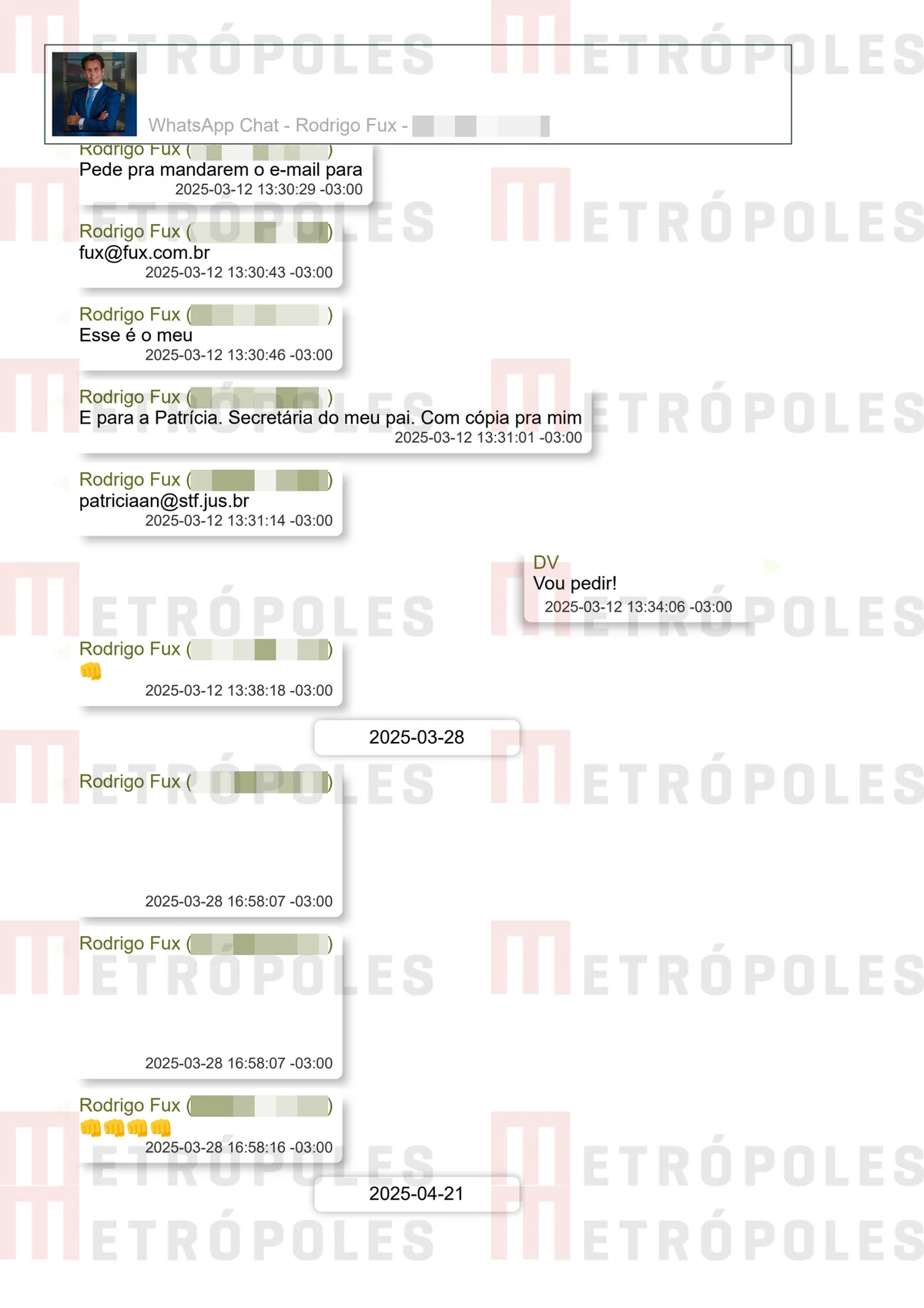 Filho de Fux ofereceu tapete vermelho a Vorcaro; veja prints das conversas - imagem 23 Filho de Fux ofereceu tapete vermelho a Vorcaro; veja prints das conversas - imagem 23
