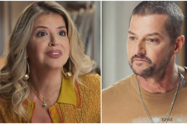 Montagem colorida de Rebeca (à esquerda) e Moa (à direita), personagem da novela Cara e Coragem - Metrópoles