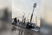 Em Promissão, na região de Bauru, a cobertura do Estádio Municipal Verano Piromalli, a cobertura colapsou após a chuva