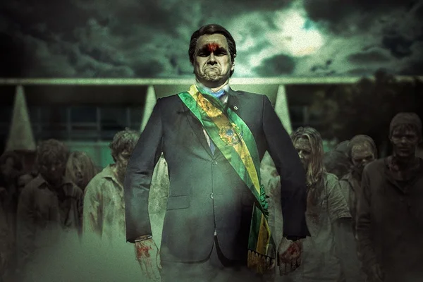Ilustração: sósia de presidente Jair Bolsonaro como zumbi