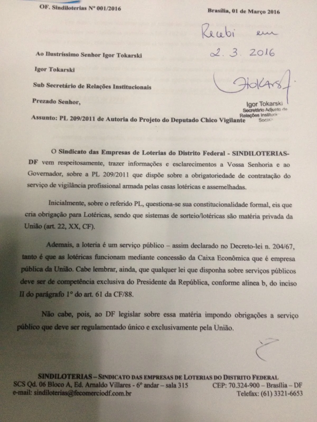 Sindicato das loterias do DF pede que Rollemberg vete obrigatoriedade de vigilantes nas unidades - imagem 1 Sindicato das loterias do DF pede que Rollemberg vete obrigatoriedade de vigilantes nas unidades - imagem 1