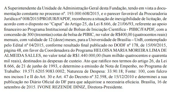 FAP libera R$ 1,4 milhão para mulher de secretário do GDF - imagem 2 FAP libera R$ 1,4 milhão para mulher de secretário do GDF - imagem 2
