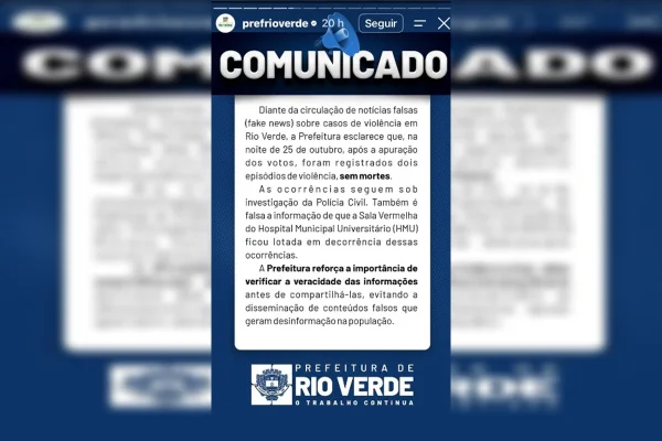 Prefeitura desmente fake news sobre 14 mortes em GO após vitória de Lula - destaque galeria Prefeitura desmente fake news sobre 14 mortes em GO após vitória de Lula - destaque galeria