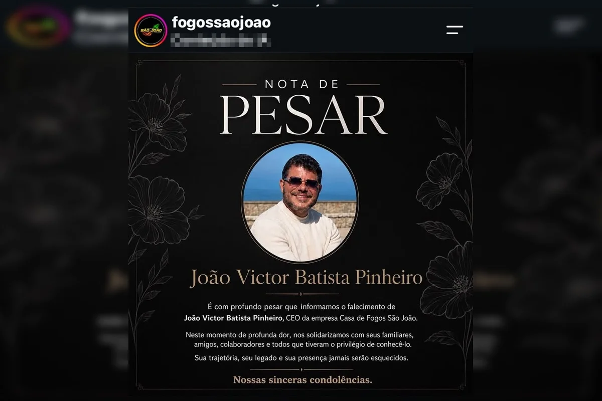 Empresa onde João Victor trabalhava fez nota de pesar Empresa onde João Victor trabalhava fez nota de pesar