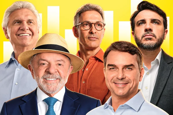 Imagem colorida mostra Lula, Flávio, Caiado, Zema e Renan - Metrópoles