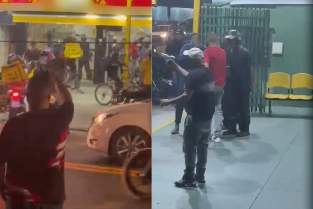 Tumulto entre motoboys e dono de pizzaria tem tiros e "capacetadas"
