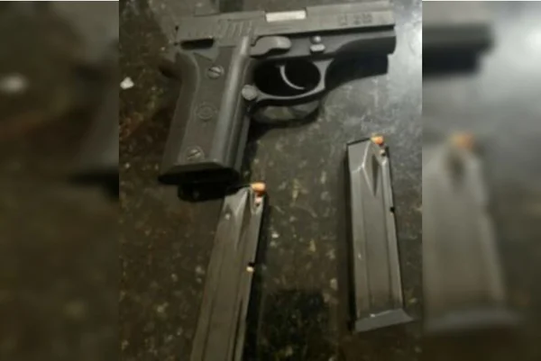 imagem colorida de arma de fogo e munição - Metrópoles