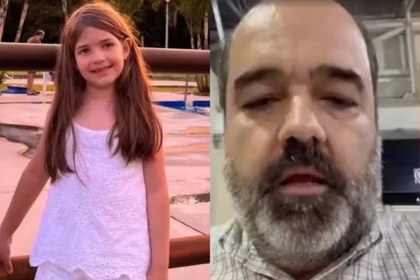 Montagem com fotos coloridas de Rebeca e Rogério, tio dela - Metropoles