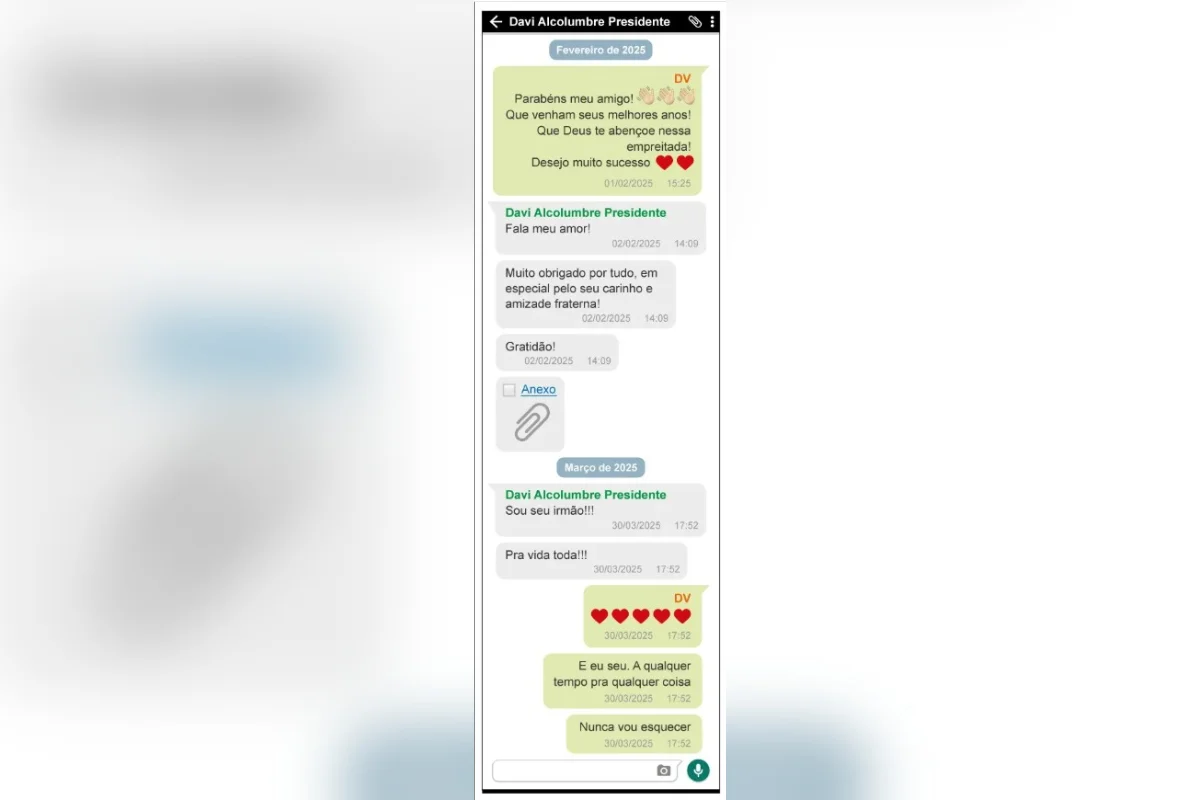 “Fala, meu amor”: mensagens mostram proximidade entre Alcolumbre e Vorcaro - imagem 1 “Fala, meu amor”: mensagens mostram proximidade entre Alcolumbre e Vorcaro - imagem 1