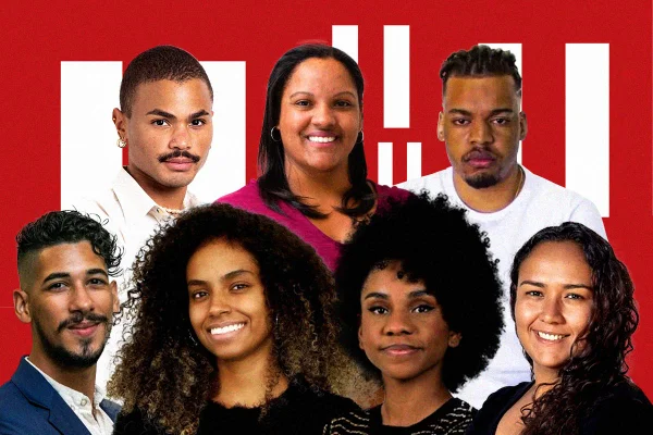 montagem com as imagens dos jornalistas do metrópoles que concorrem ao premio +admirados negros e negras da imprensa