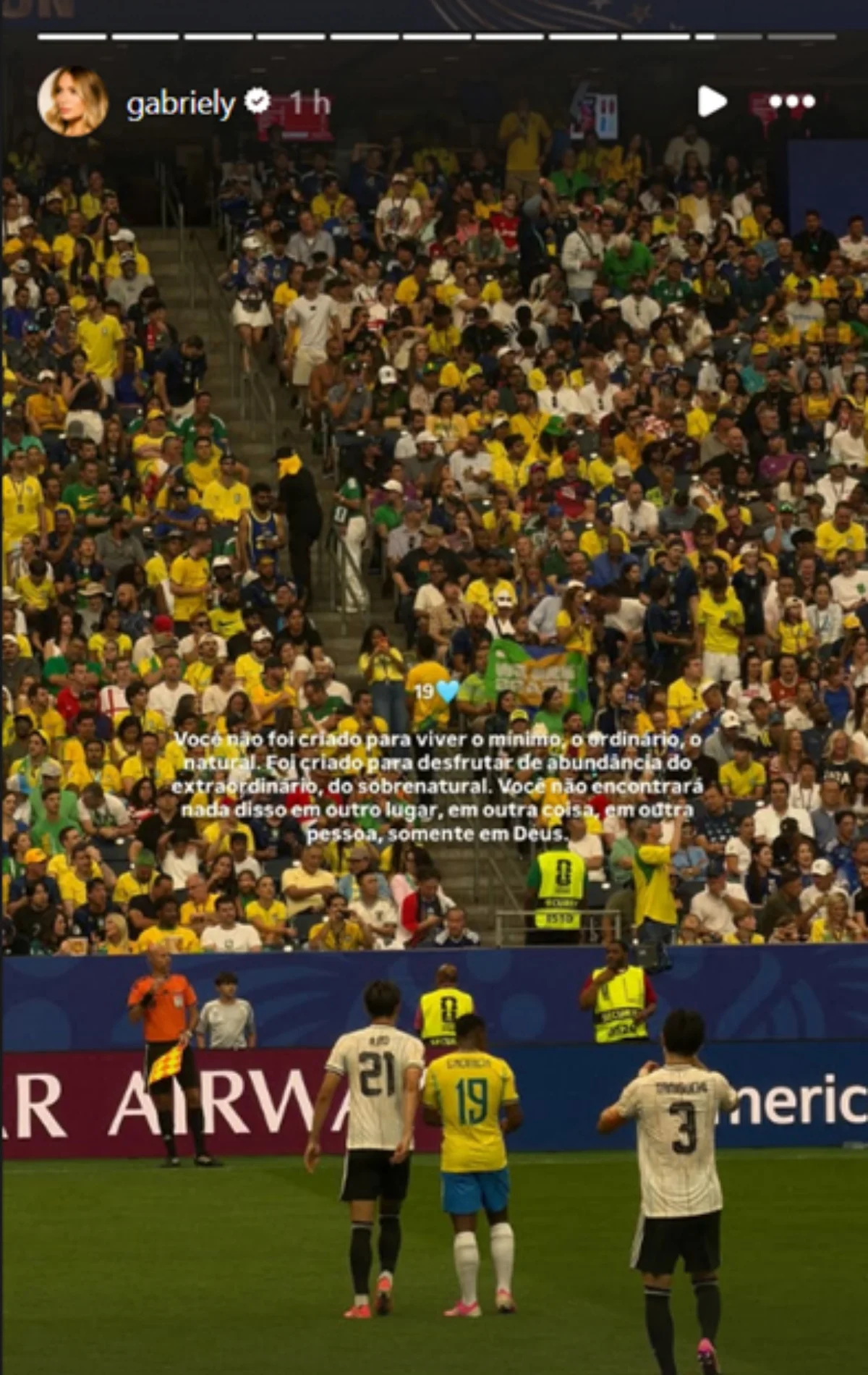 Gabriely Miranda compartilhou homenageam ao jogador após partida do Brasil contra o Japão. Gabriely Miranda compartilhou homenageam ao jogador após partida do Brasil contra o Japão.