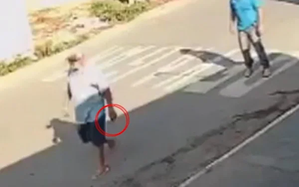 Imagens mostram o suspeito indo embora após agredir comerciante em Bela Vista de Goiás