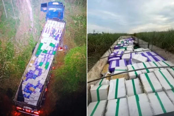 PF flagra carreta recheada com 24 toneladas de maconha e prende dois