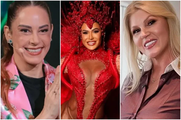 Montagem com fotos de Silvia Abravanel, Gracyanne Barbosa e Val Marchiori