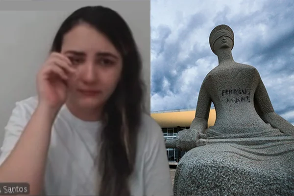 Mártir Imagem colorida de pichadora em depoimento - Metrópoles