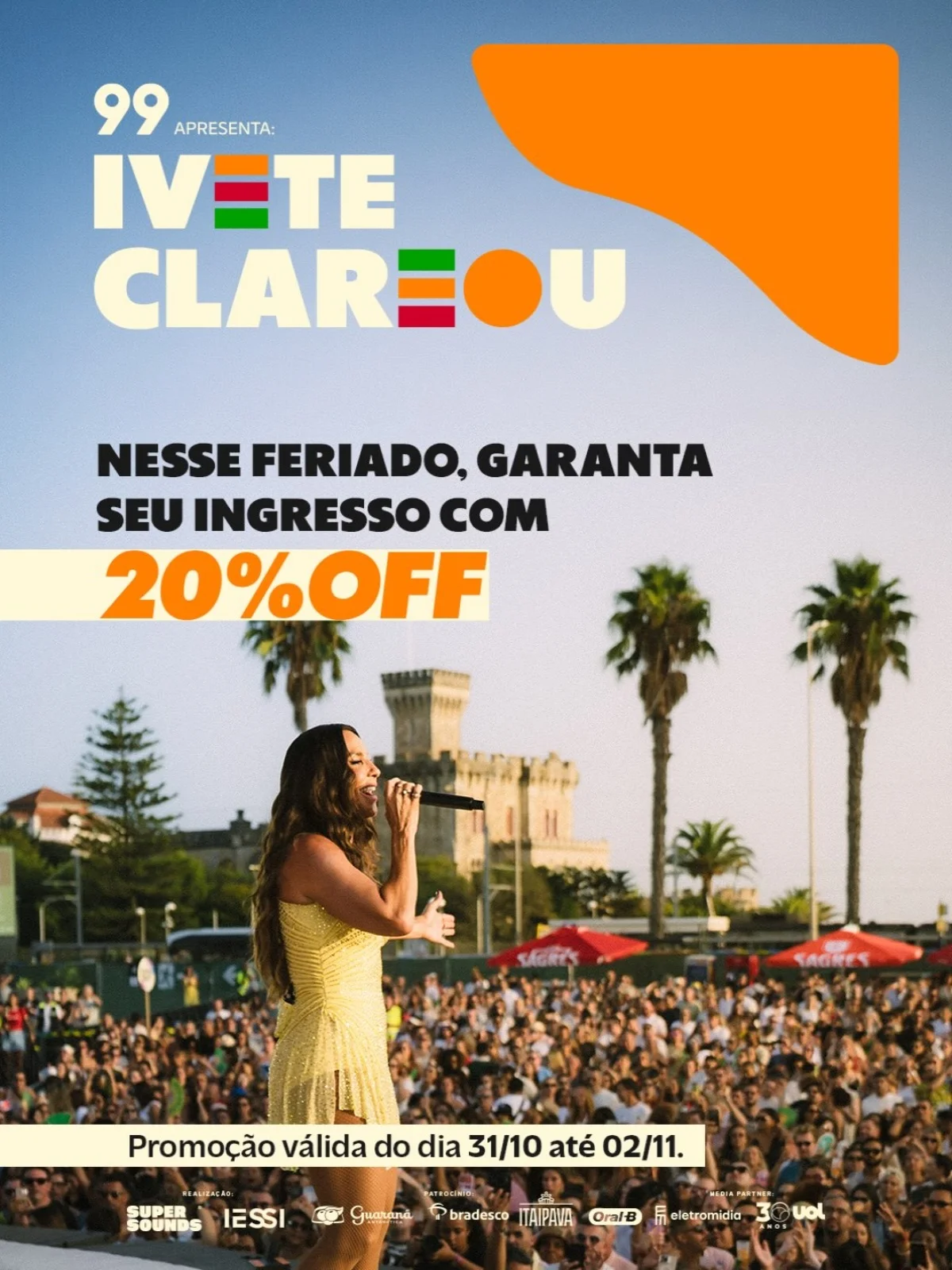 Ivete Clareou anunciou promoção nos ingressos da turnê. Ivete Clareou anunciou promoção nos ingressos da turnê.