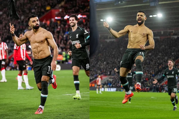 Foto colorida de Salah, do Liverpool, sem camisa - Metrópoles