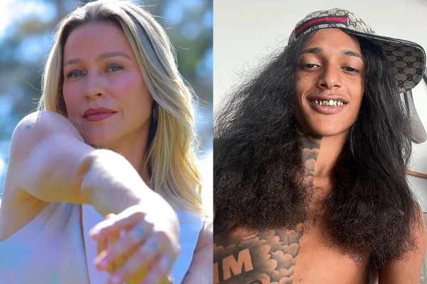Montagem com fotos coloridas de Luana Piovani e Oruam - Metrópoles