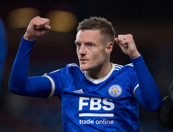 Jamie Vardy, atacante do Leicester, da Inglaterra, em seu primeiro jogo em 2022