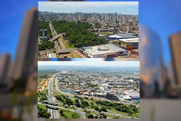 Imagem colorida, montagem de Goiânia e Brasília qualidade de vida