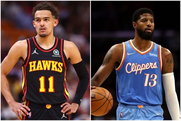 Trae Young, do Atlanta Hawks, e Paul George, do Los Angeles Clippers