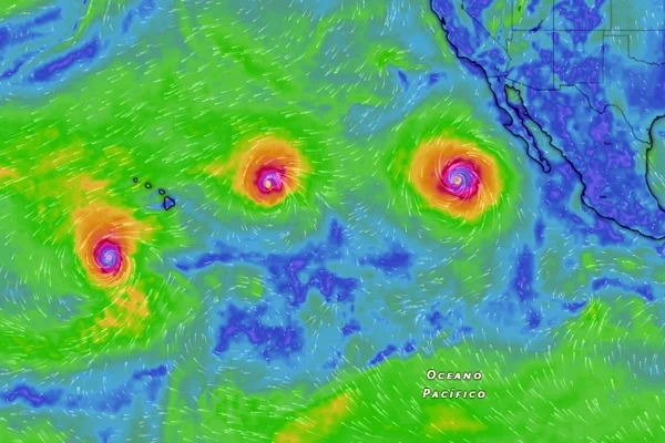 Três furacões estão em atividade simultaneamente sobre o Oceano Pacífico - Metrópoles