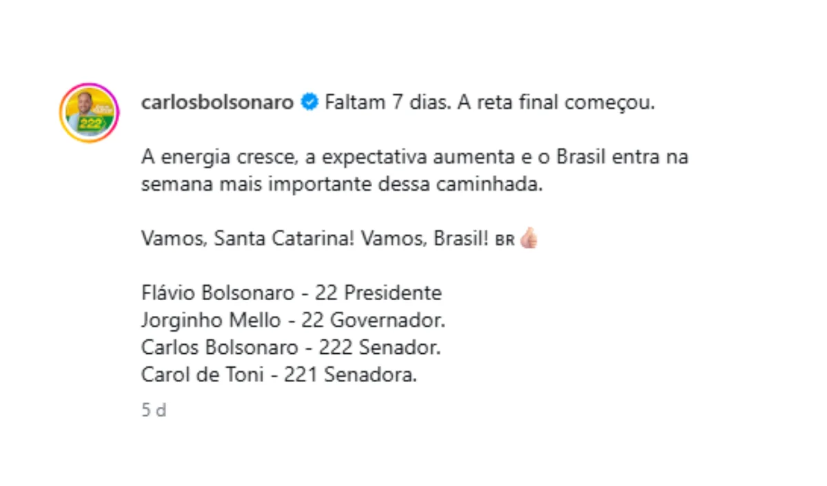 Carlos é candidato ao Senado pelo PL de SC Carlos é candidato ao Senado pelo PL de SC
