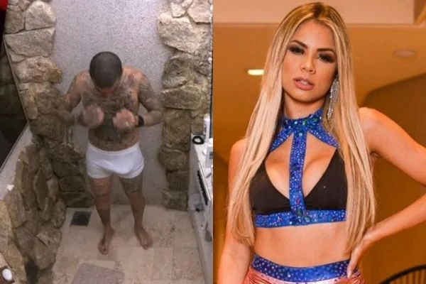 BBB23. MC Guimê toma banho de cueca branca e Lexa reage: “Não é possível”