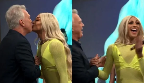 Pedro Bial beija Pabllo Vittar na boca em gravação de programa