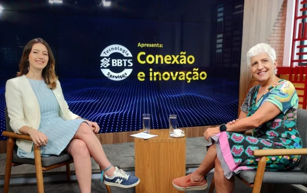 Foto colorida da transmissão do primeiro BBTS Talks - Conexão Inovação com Rosana Hermann - Metrópoles
