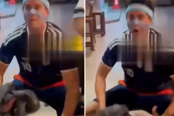 Montagem com fotos coloridas de Sebastian Fernando Ayala, investigado por injúria racial após imitar um macaco em direção a um homem negro - Metrópoles