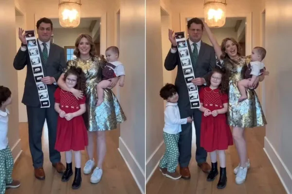 Montagem colorida de fotos de pai com vasectomia